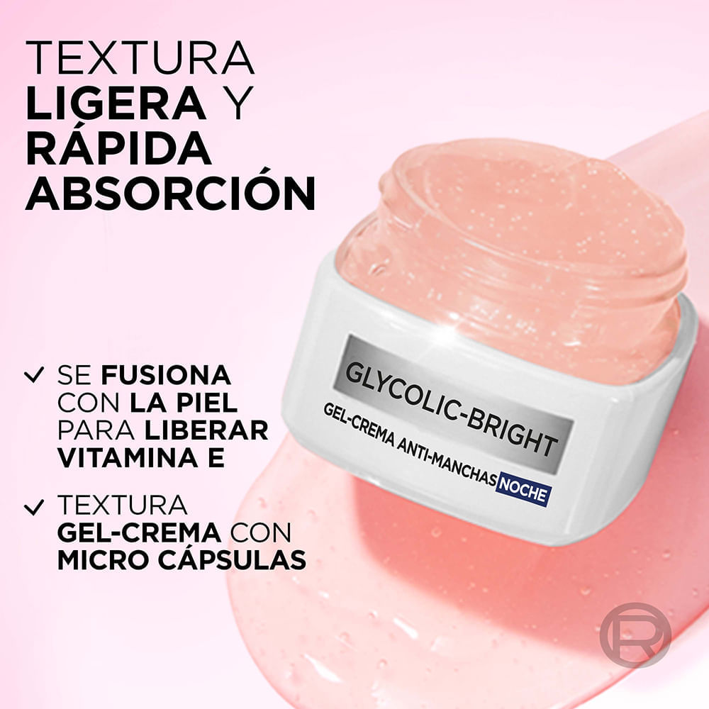 Crema Gel Hidratante Noche Antimanchas Glycolic Bright Ácido Glicólico y Niacinamida - LOréal Paris img #2