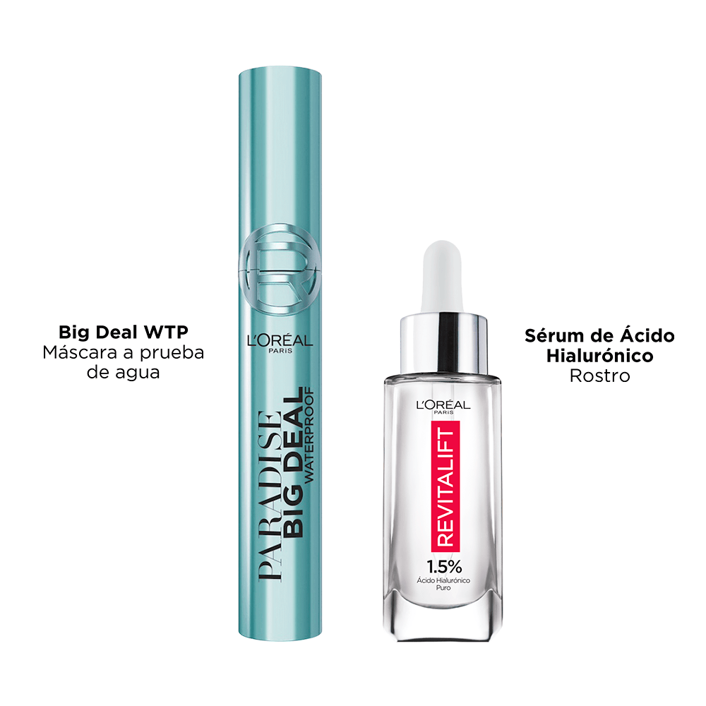 Kit Pestañina Lash Paradise Big Deal A Prueba de Agua + Serum Hidratante Revitalift Ácido Hialurónico - LOréal Paris img #2