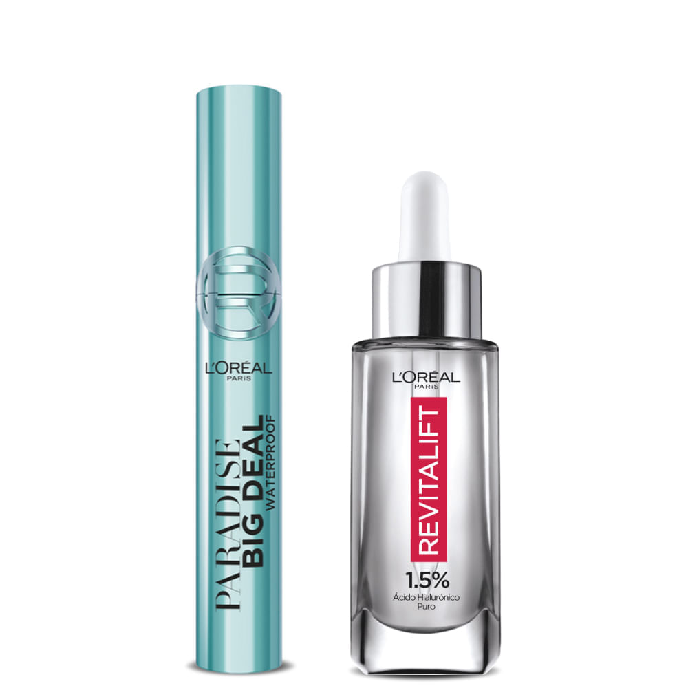 Kit Pestañina Lash Paradise Big Deal A Prueba de Agua + Serum Hidratante Revitalift Ácido Hialurónico - LOréal Paris img #1