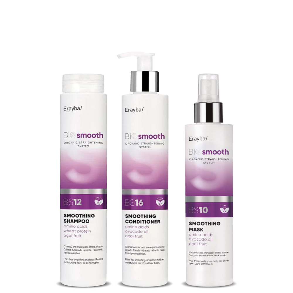 Kit Biosmooth - Anti Frizz: Shampoo 250 ml + Mascarilla 150 ml + Acondicionador 250 ml - Erayba img #1