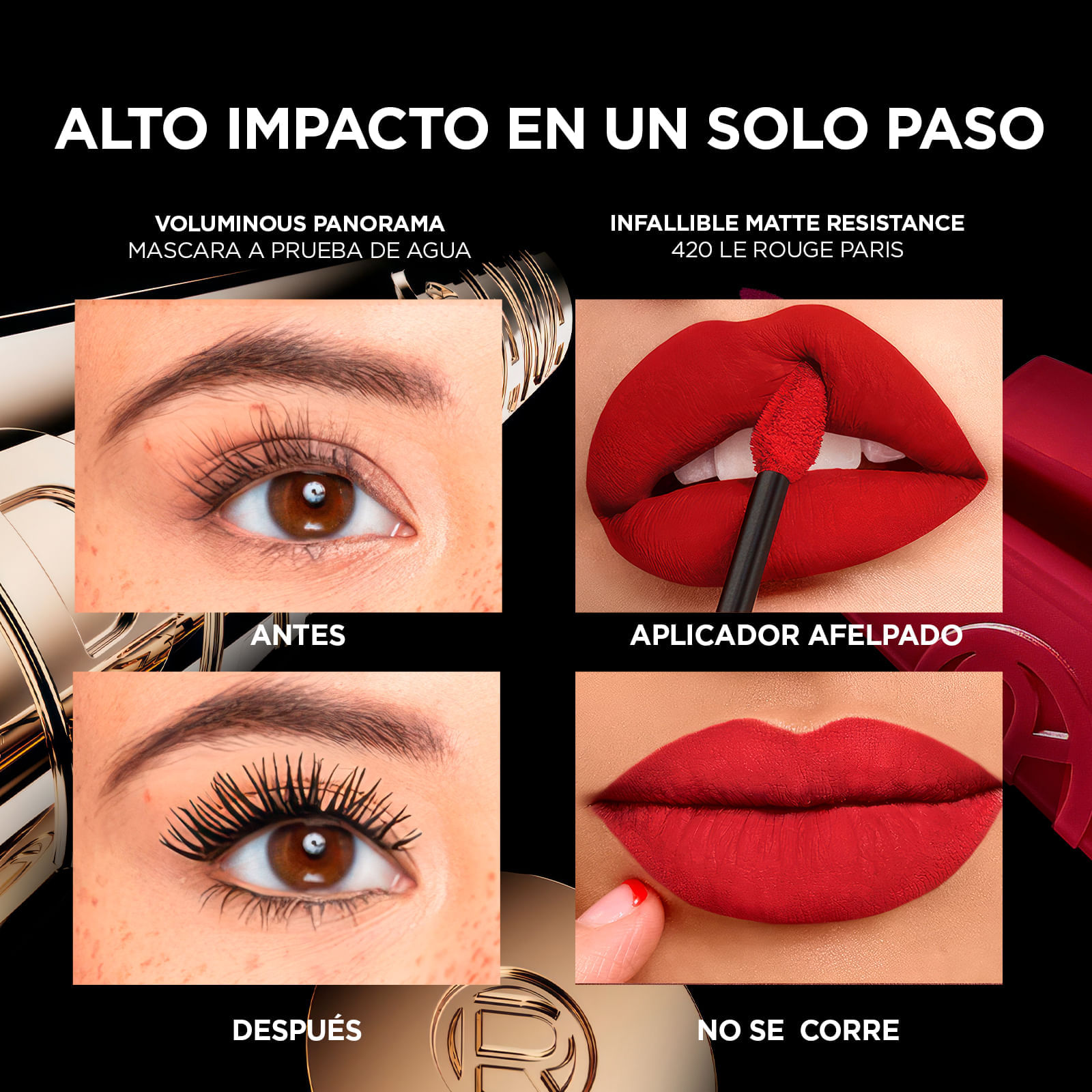 Kit Máscara Panorama A Prueba De Agua + Labial Le Matte Le Rouge L'Oréal Paris img #4