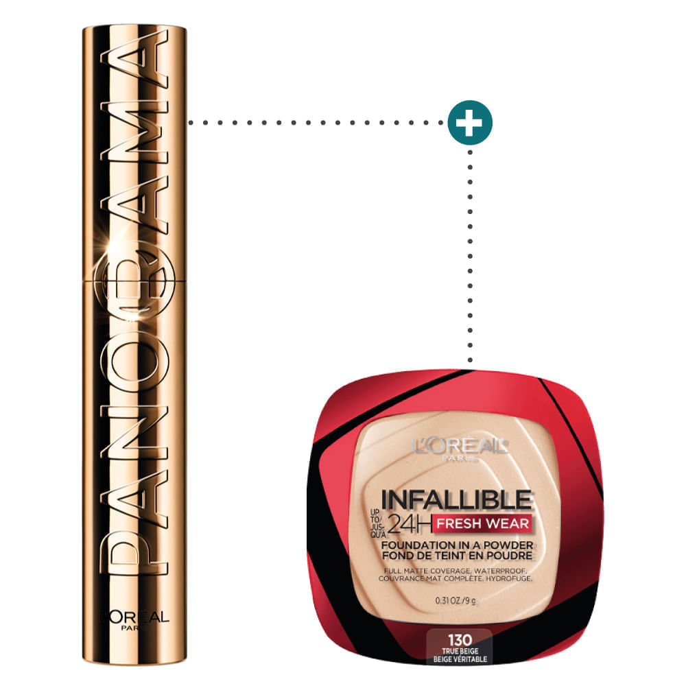 Kit  Loreal Paris Panorama A Prueba De Agua + Base Polvo Infallible Fresh Wear True Beige 130 img #1