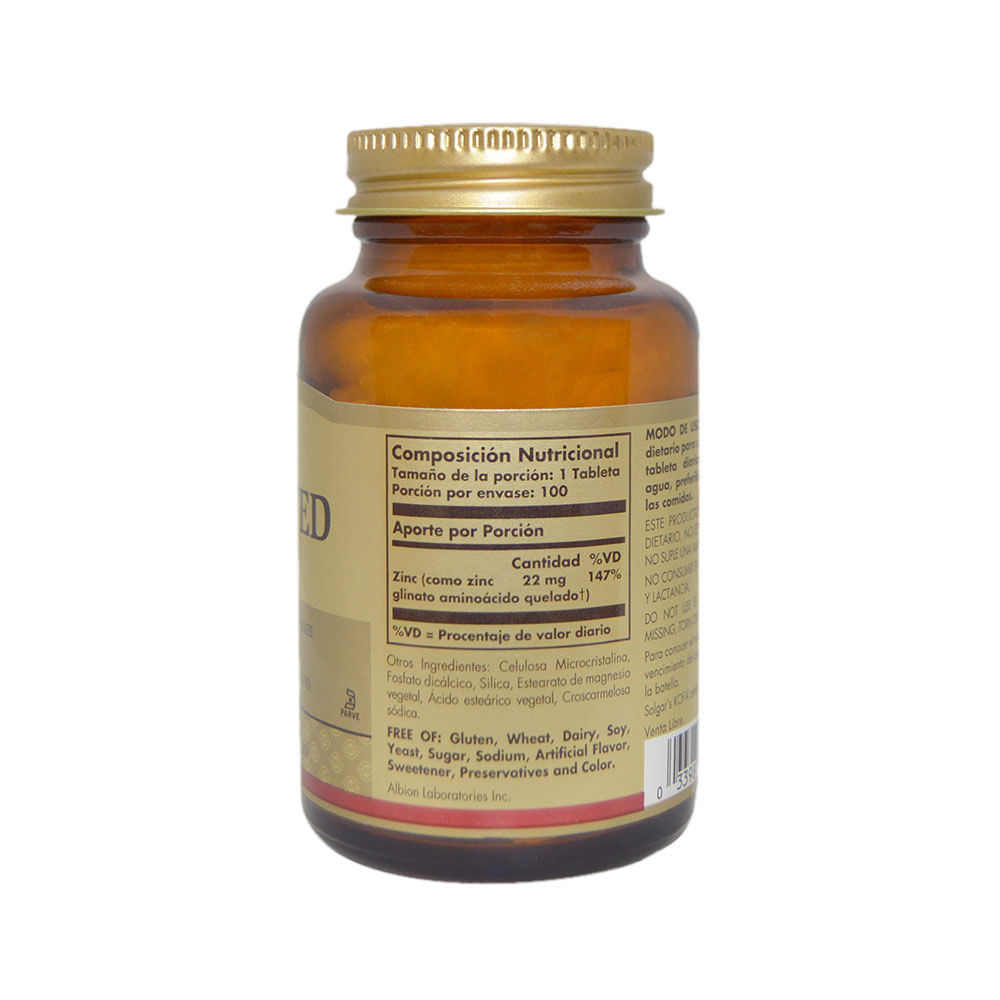 Chelated Zinc - Solgar img #2
