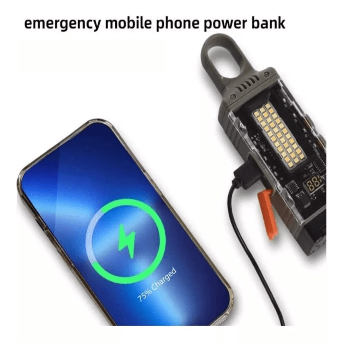 Linterna de emergencia con power bank y alarma, 3 modos de iluminación, batería recargable img #3