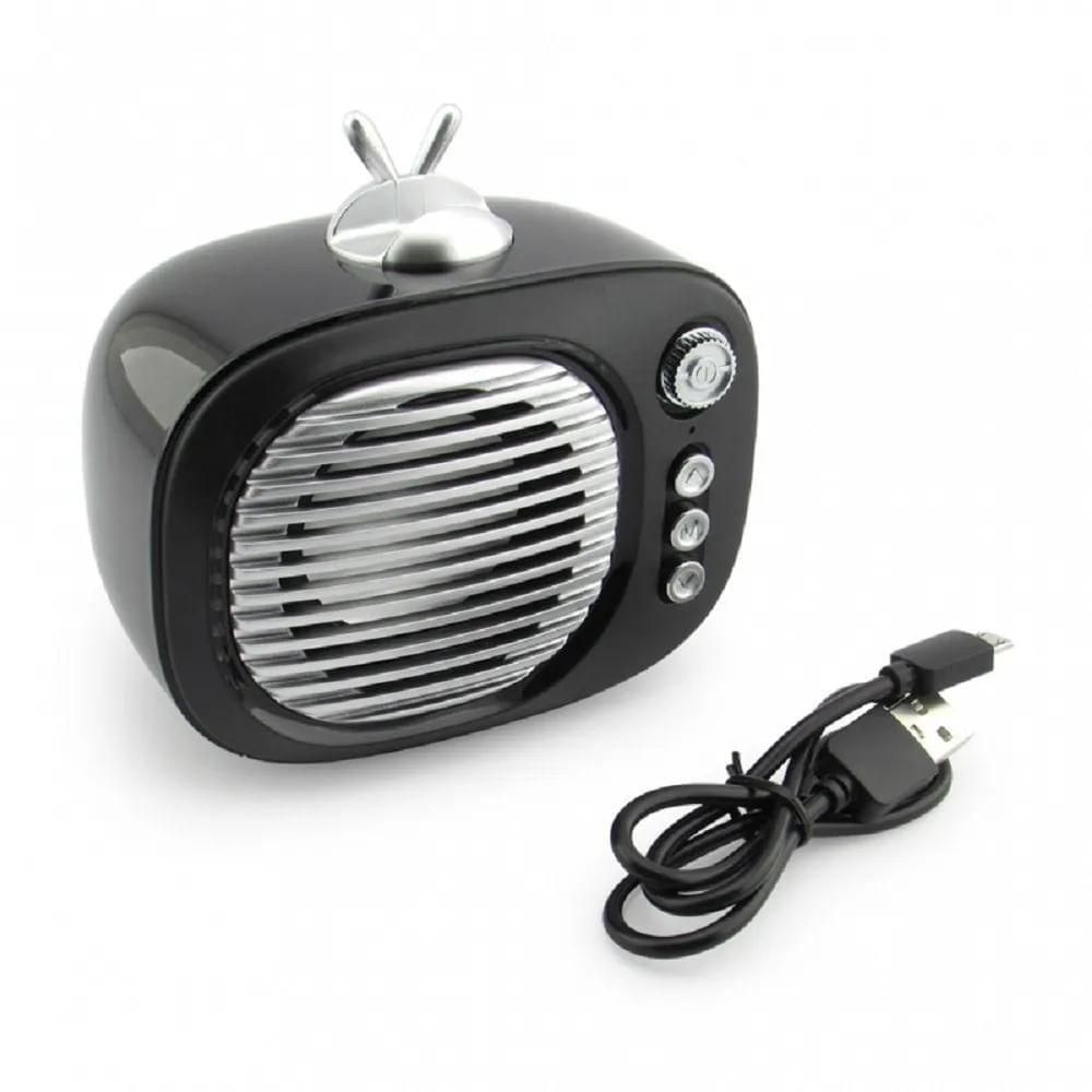 Parlante Bocina Radio Altavoz Retro Mini Tv Recargable Con Soporte Para Celular img #2