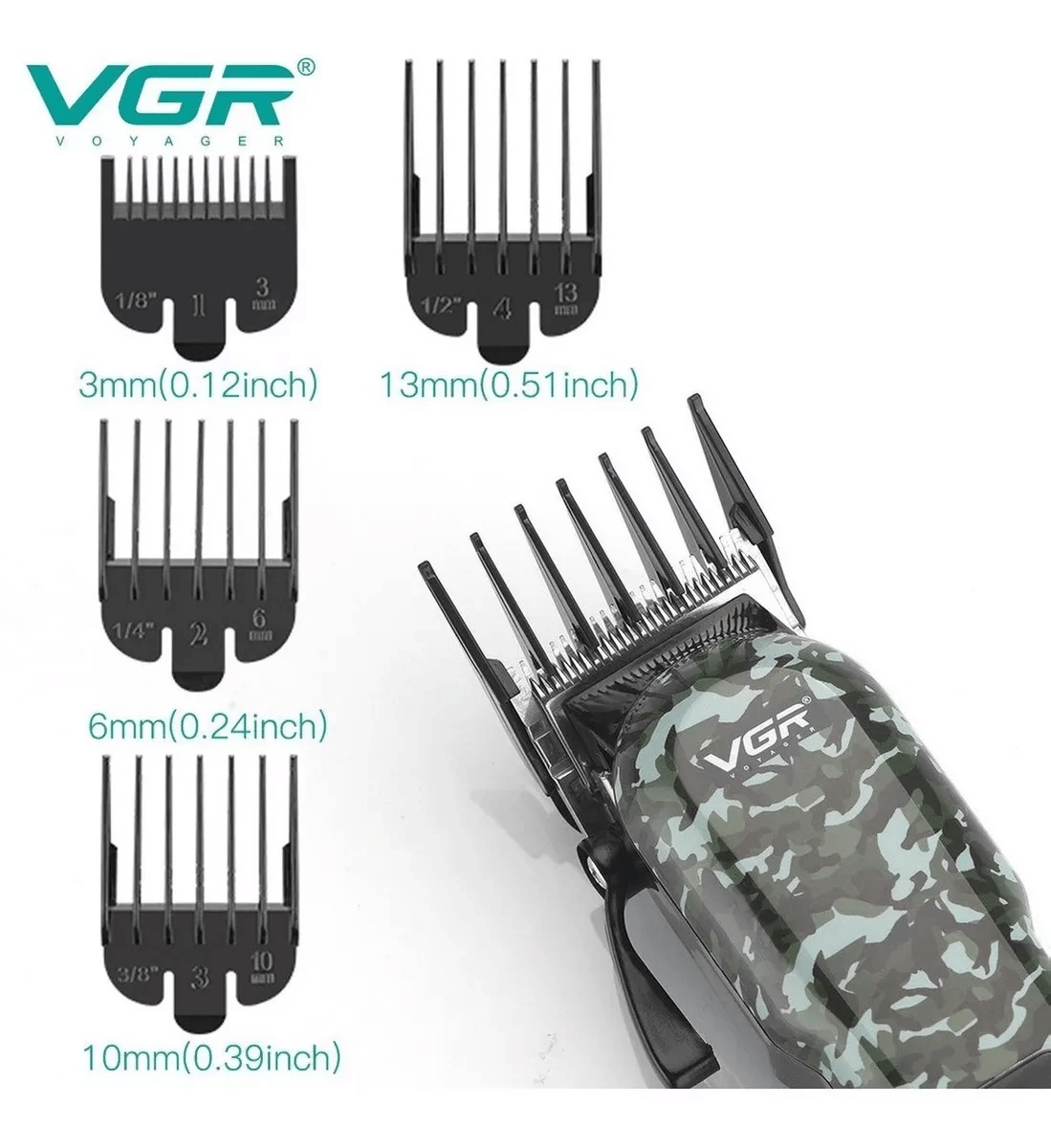 Máquina Cortadora Afeitadora Barbera VGR 665 Camuflada Profesional Potente Recargable img #2