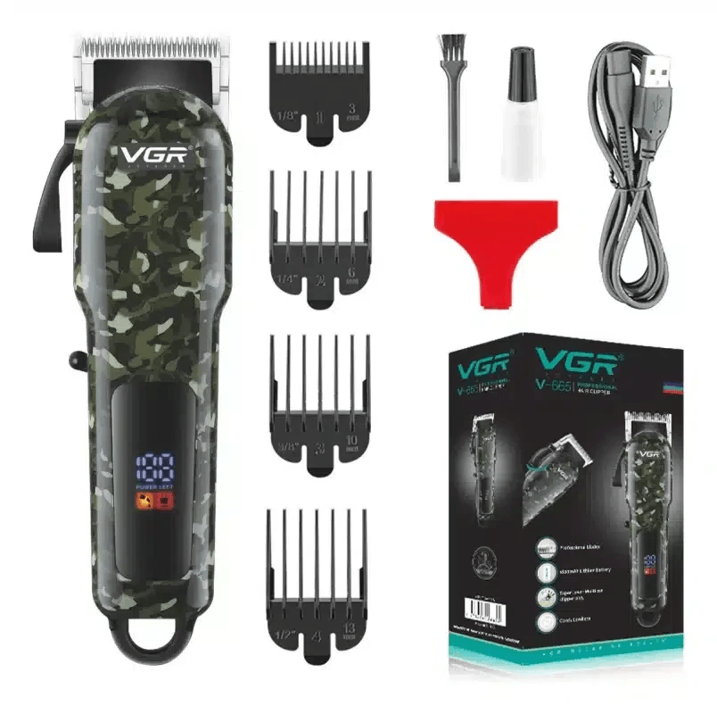 Máquina Cortadora Afeitadora Barbera VGR 665 Camuflada Profesional Potente Recargable img #1