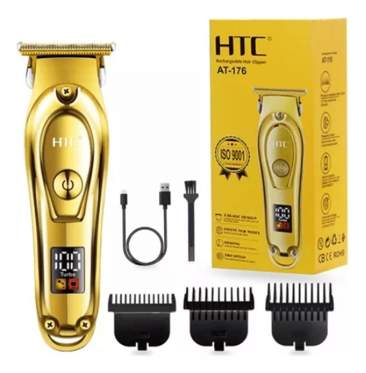 Combo Máquina Patillera Cortadora Profesional Recargable Alta Potencia HTC + Navaja de Obsequio img #2