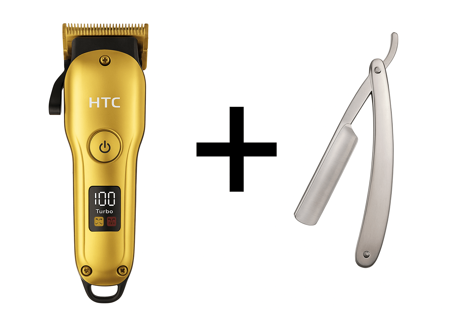 Combo Máquina Patillera Cortadora Profesional Recargable Alta Potencia HTC + Navaja de Obsequio img #1