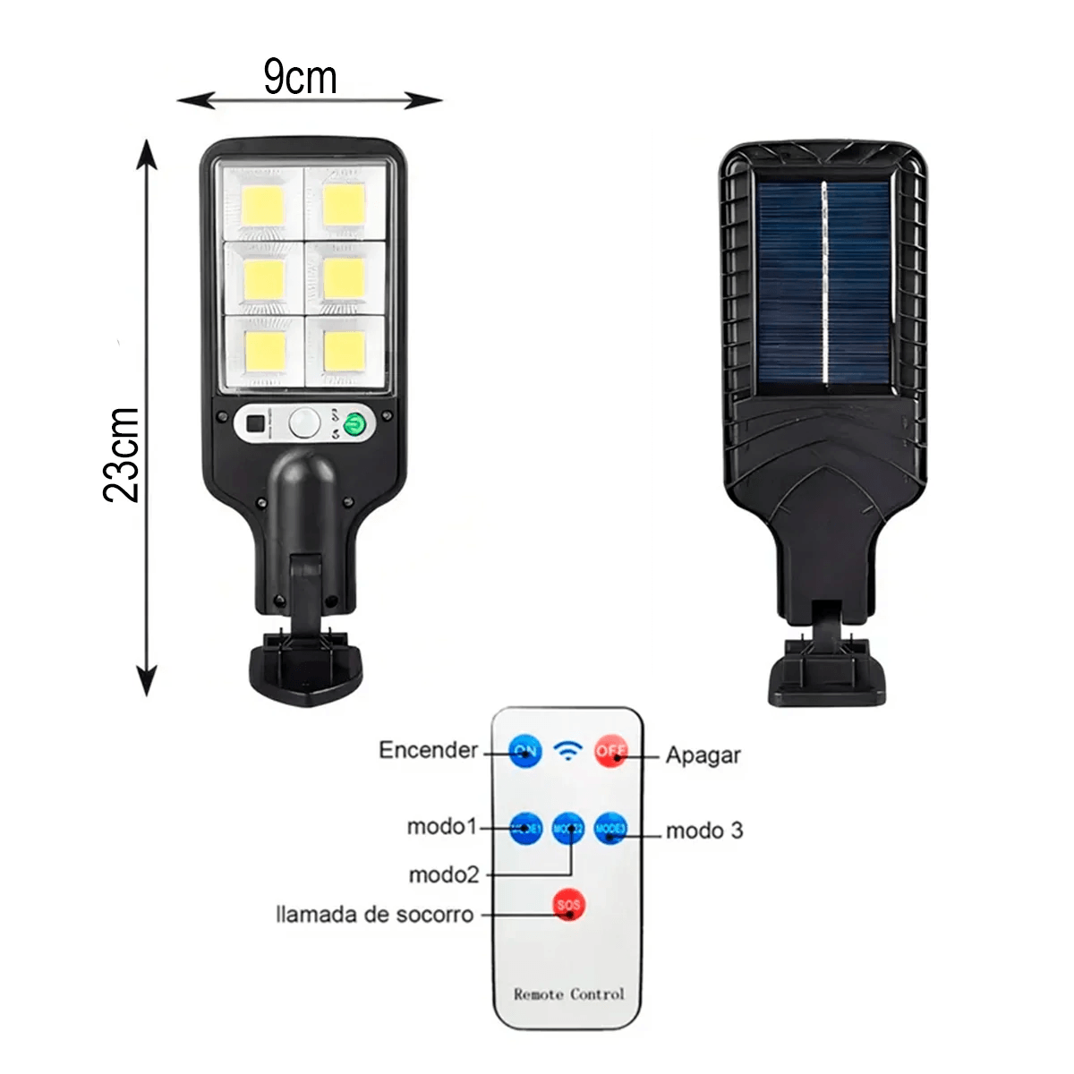 Reflector Lámpara Linterna Seguridad Con Panel Solar Exterior con Control y Sensor img #4