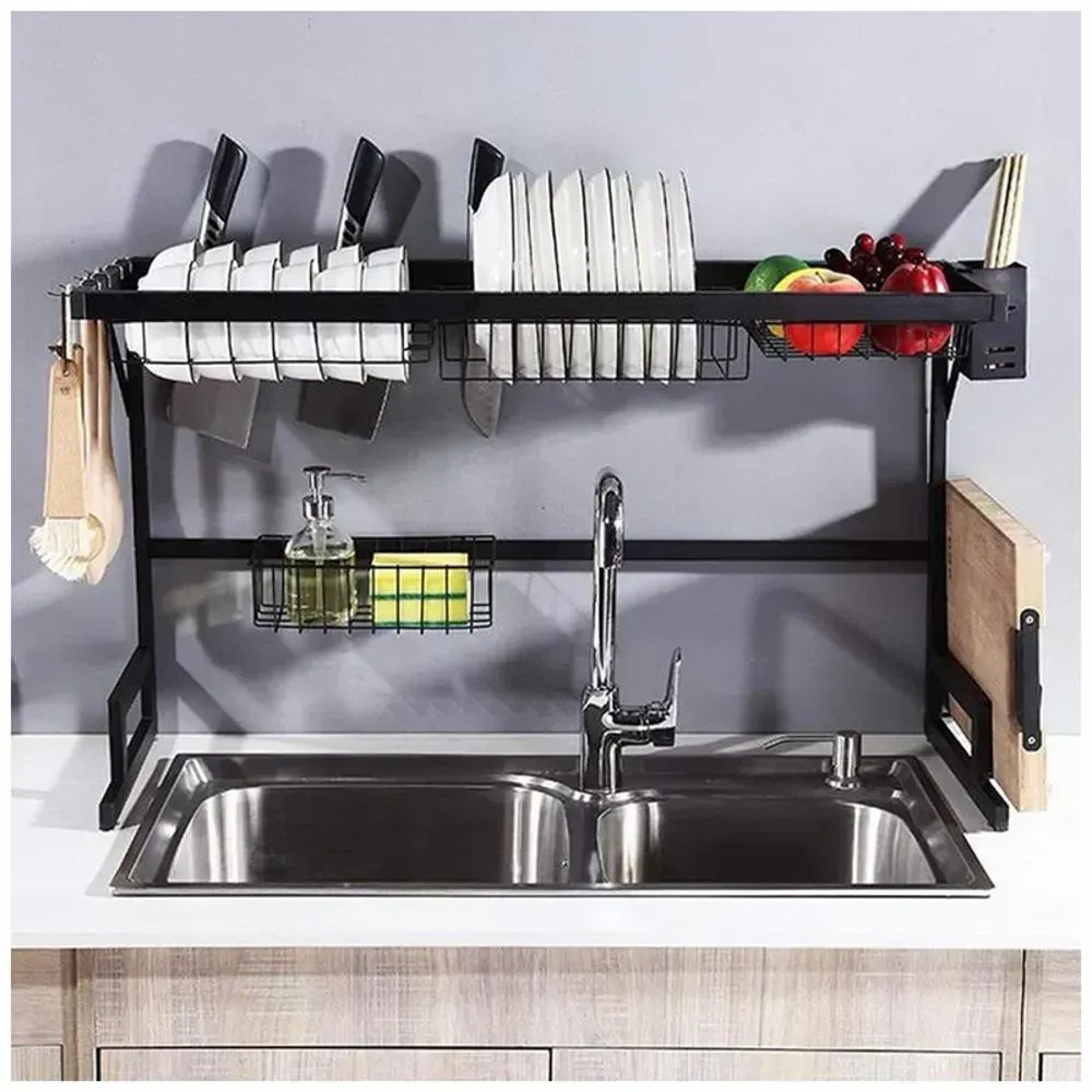 Escurridor Organizador De Vajilla Platos Cubiertos Utensilios De Acero Para Fregadero Ergonómico img #2