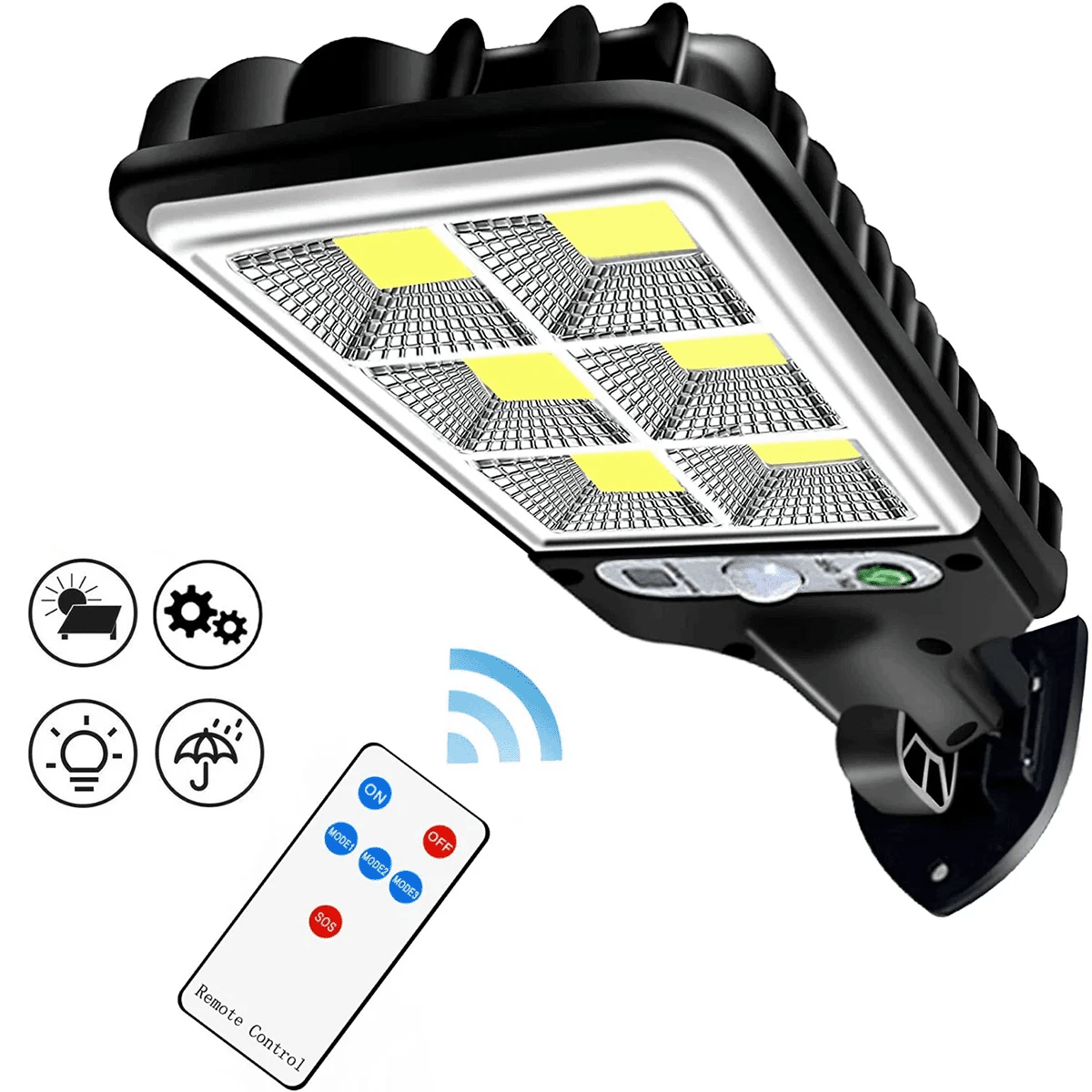 Reflector Lámpara Linterna Seguridad Con Panel Solar Exterior con Control y Sensor img #3