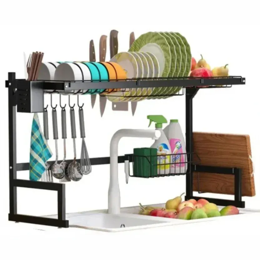 Escurridor Organizador De Vajilla Platos Cubiertos Utensilios De Acero Para Fregadero Ergonómico img #1