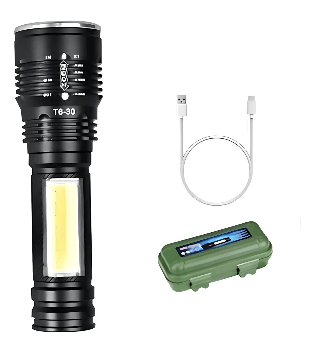 Linterna Táctica Recargable T630 Alta Potencia Zoom LED Multifunción img #1