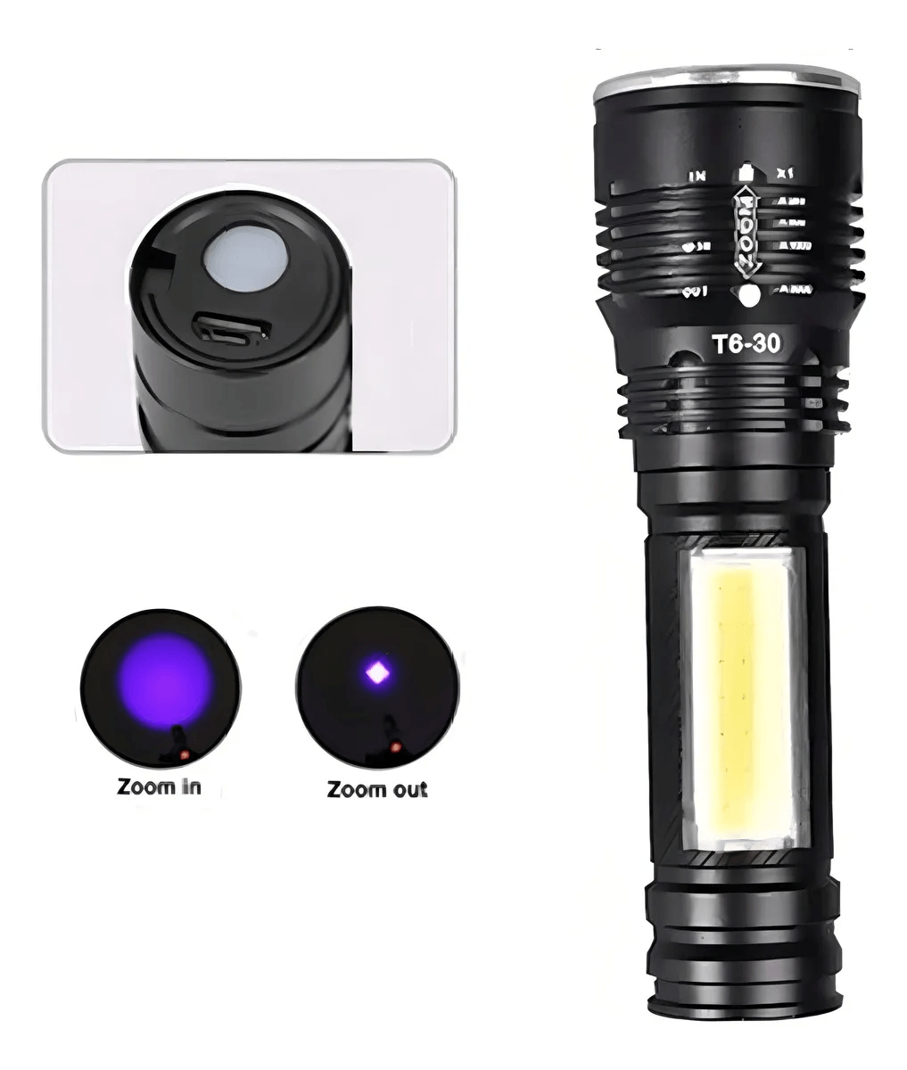 Linterna Táctica Recargable T630 Alta Potencia Zoom LED Multifunción img #2