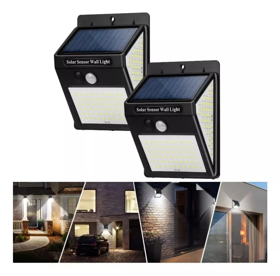 Reflector Luz Foco Panel Solar Recargable De Pared Con Sensor De Movimiento Para Exteriores Combo x2 img #2