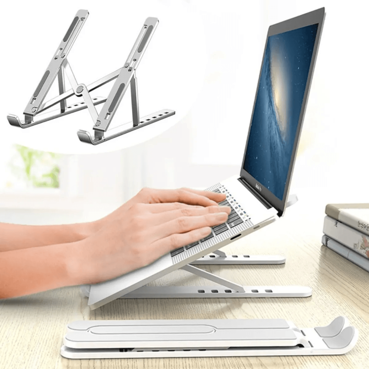 Soporte Base Portátil Metálico Plegable Ajustable 6 Niveles Antideslizante Para Portátil y Tablet img #3