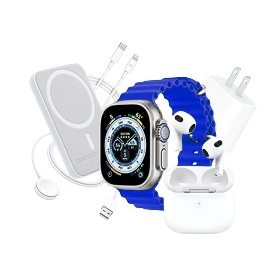 Combo Set Smartwatch Reloj 49mm Con Audifonos Y Powerbank img #2