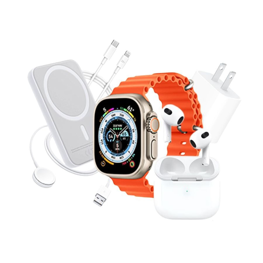 Combo Set Smartwatch Reloj 49mm Con Audifonos Y Powerbank img #3