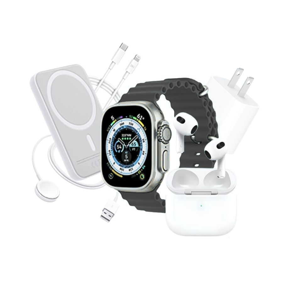 Combo Set Smartwatch Reloj 49mm Con Audifonos Y Powerbank img #4