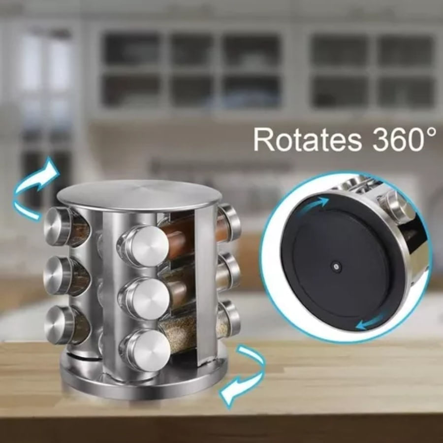Set Especiero Condimentero para Especias 12 Frascos Rotatorio 360° img #7