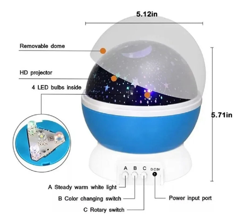 Luz Nocturna Lampara Proyector De Cielo con Estrellas Multicolor Para Habitación img #2