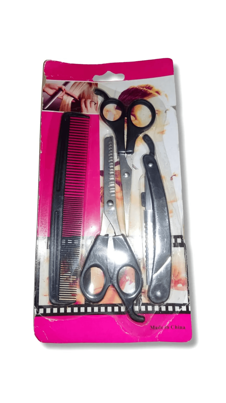 Kit De Barbería Peluquería Profesional Set Tijeras, Navaja y Peine img #1