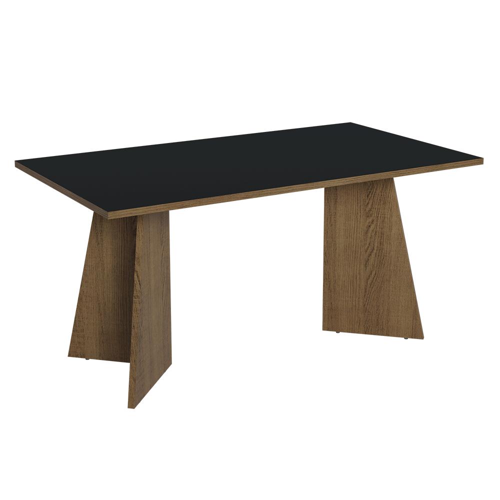 Mesa De Comedor Rectangular 6 Puestos Marrón/Negro img #1