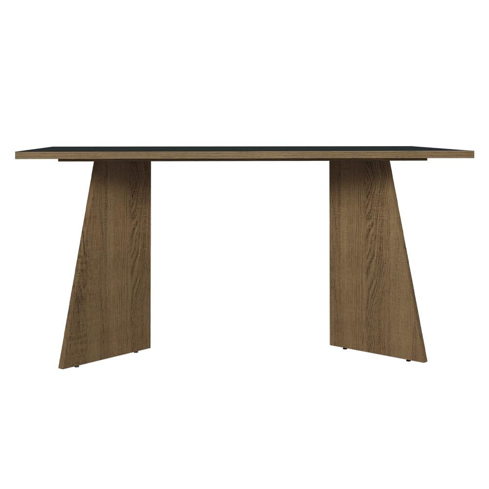 Mesa De Comedor Rectangular 6 Puestos Marrón/Negro img #3
