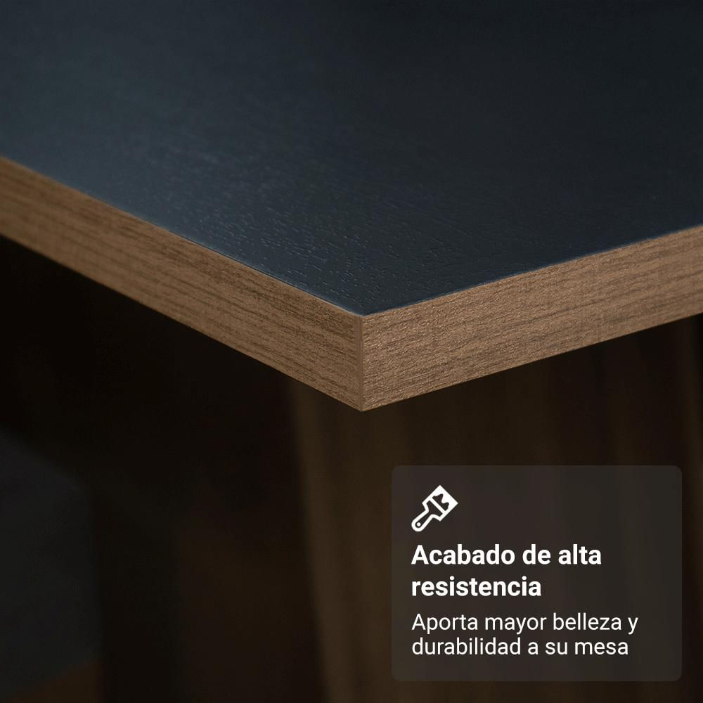 Mesa De Comedor Rectangular 6 Puestos Marrón/Negro img #4