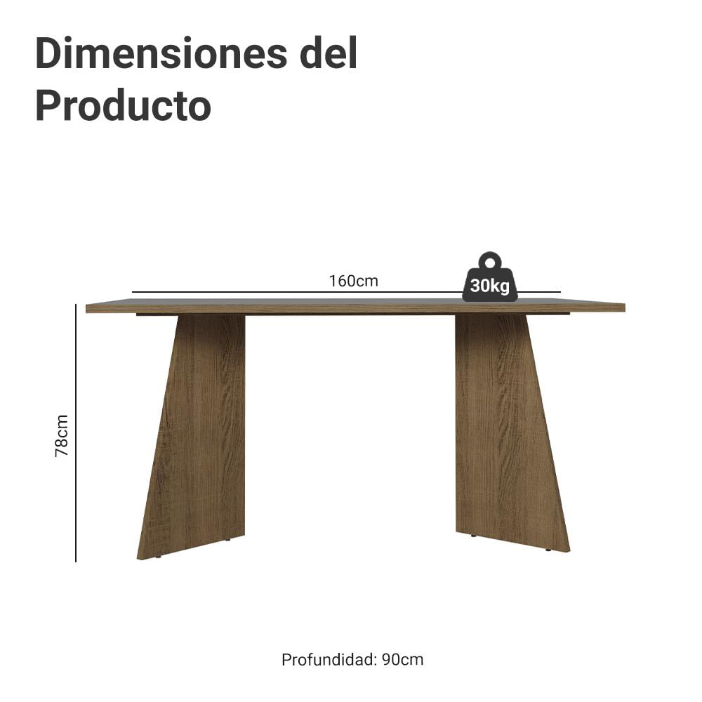 Mesa De Comedor Rectangular 6 Puestos Marrón/Gris img #2