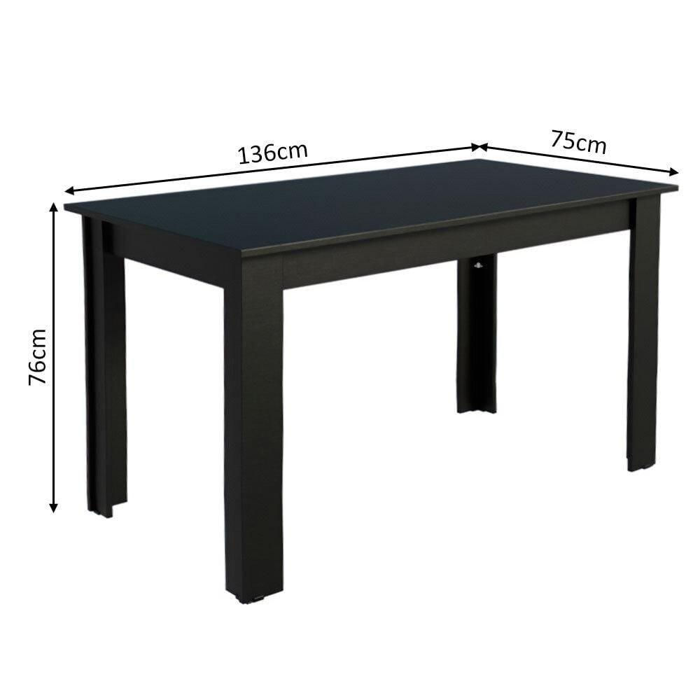 Mesa De Comedor Rectangular 6 Puestos Negro img #2