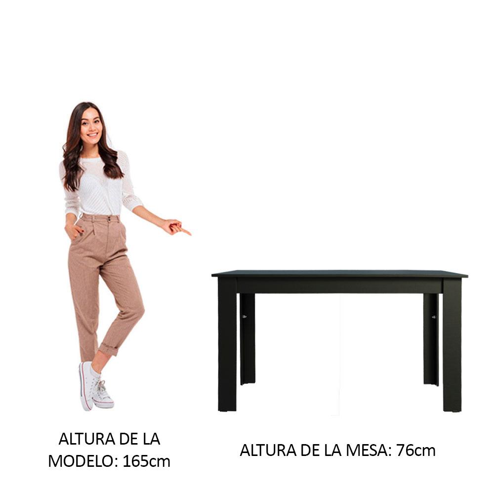 Mesa De Comedor Rectangular 6 Puestos Negro img #3