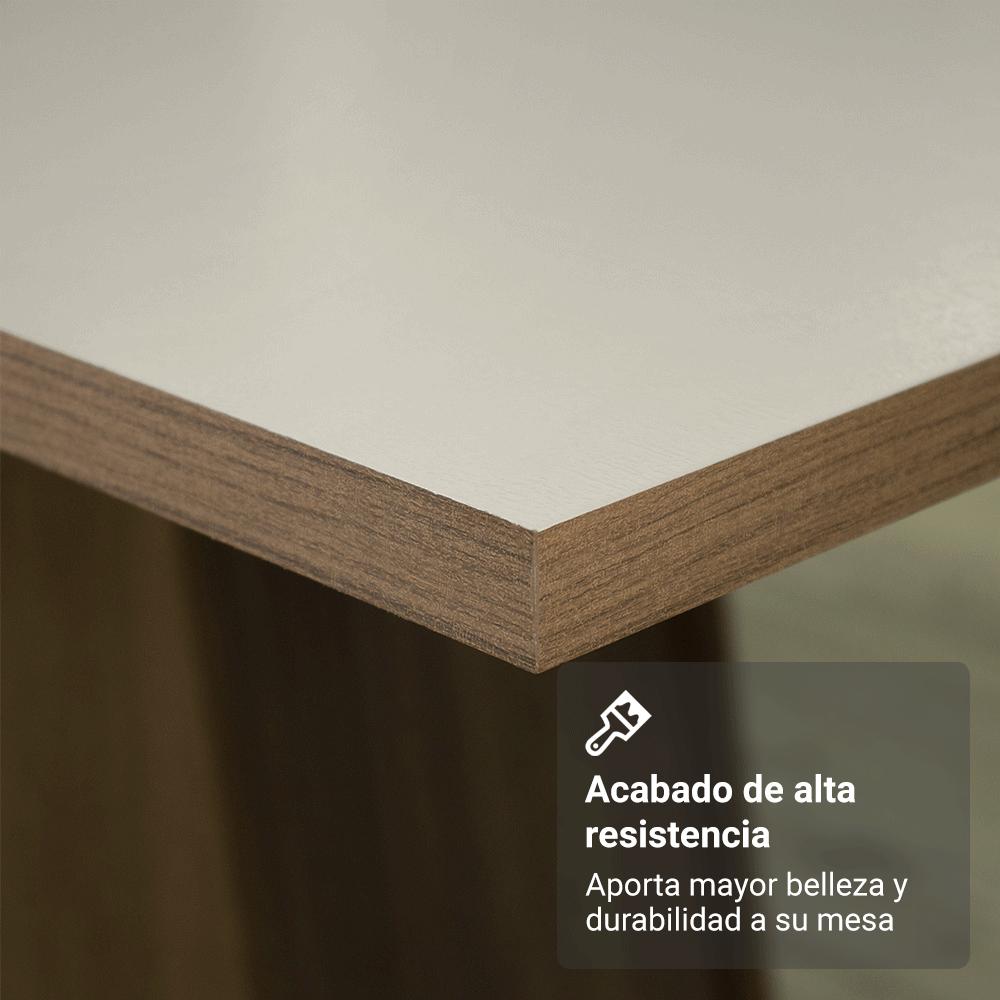 Mesa De Comedor Rectangular 6 Puestos Marrón/Crema img #4