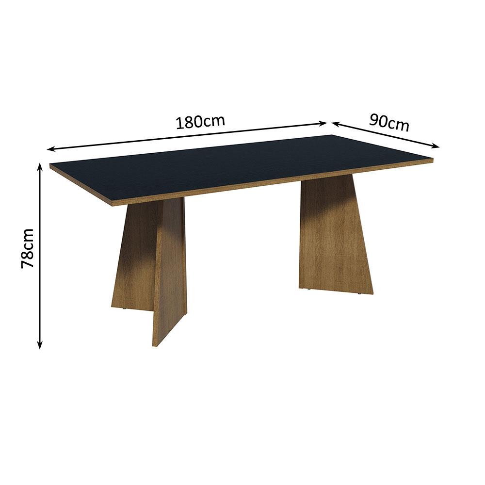 Mesa De Comedor Rectangular 8 Puestos Marrón/Negro img #2