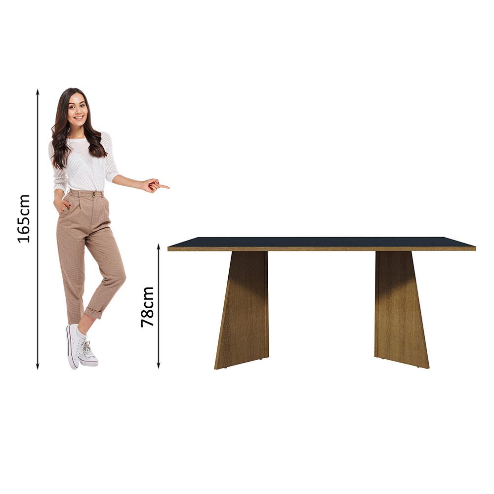 Mesa De Comedor Rectangular 8 Puestos Marrón/Negro img #3