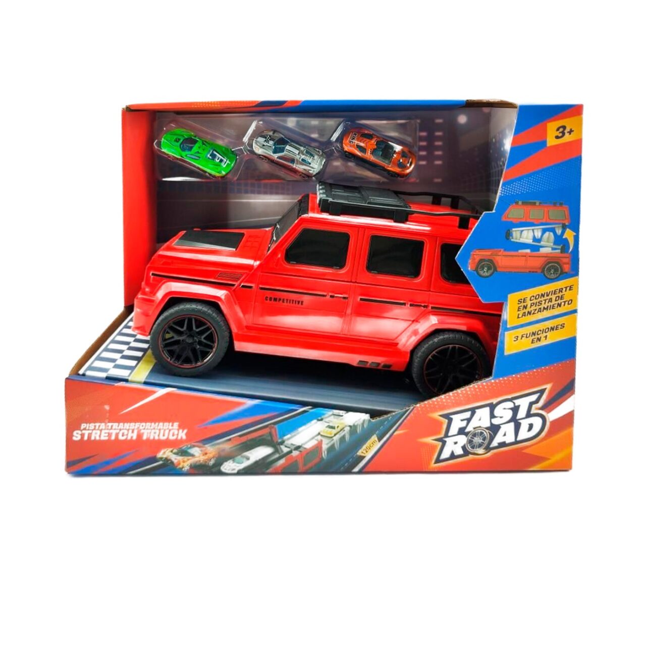 Pista Transformable Fast Road con 3 Diecast Stretch Truck img #5