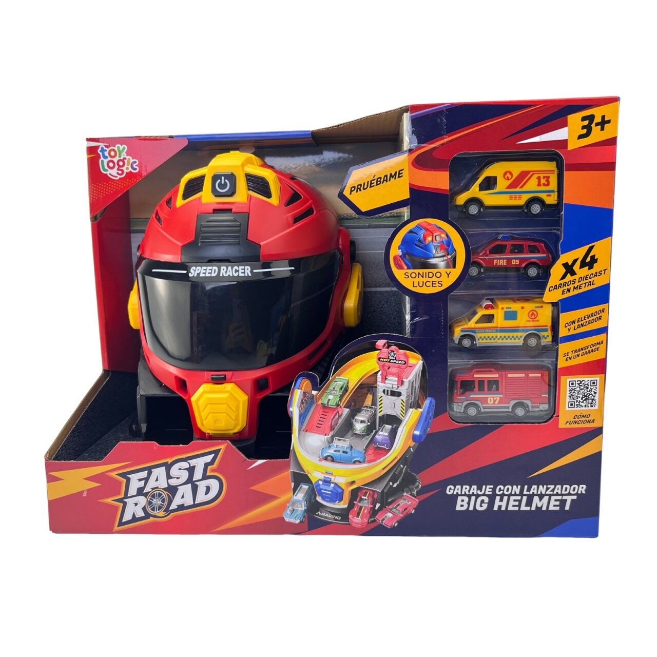Playset Garage con Lanzador Fast Road y Diecast Big Helmet img #1