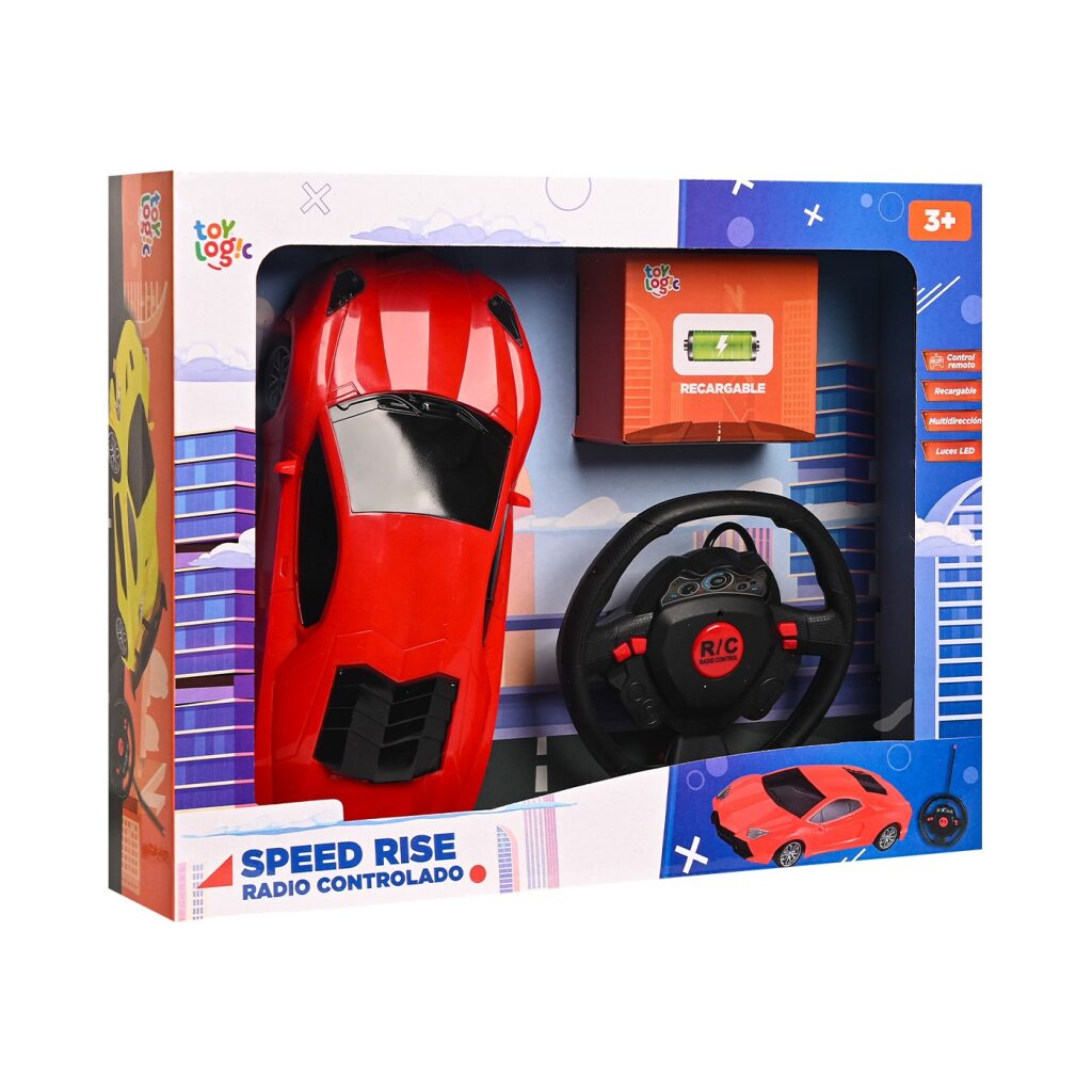 Carro Control Remoto Recargable Speed Rise Toy Logic Rojo con Luces Led 1:16 img #5