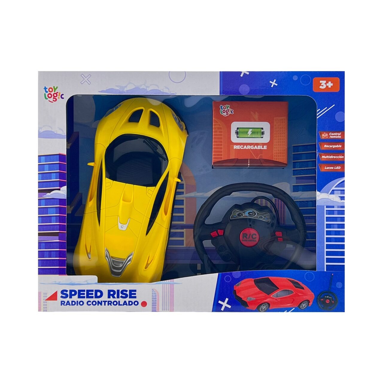 Carro Control Remoto Speed Rise Toy Logic Amarillo con Luces Led 1:16 img #4