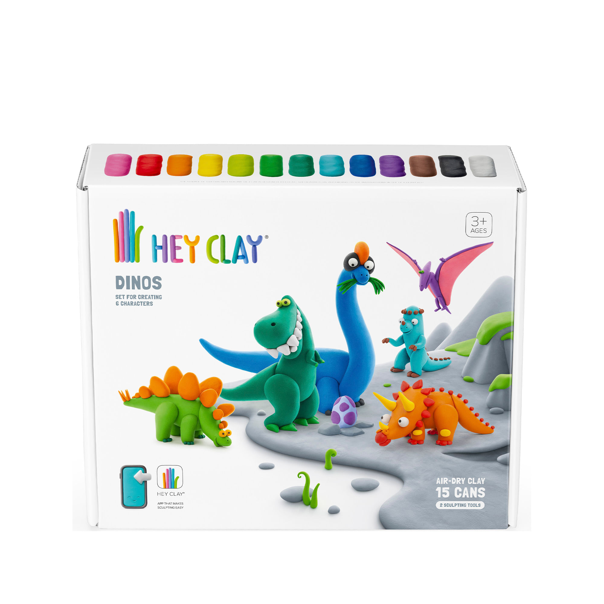 Set Masa Moldeable Hey Clay Dinosaurios x 15 Envases img #2