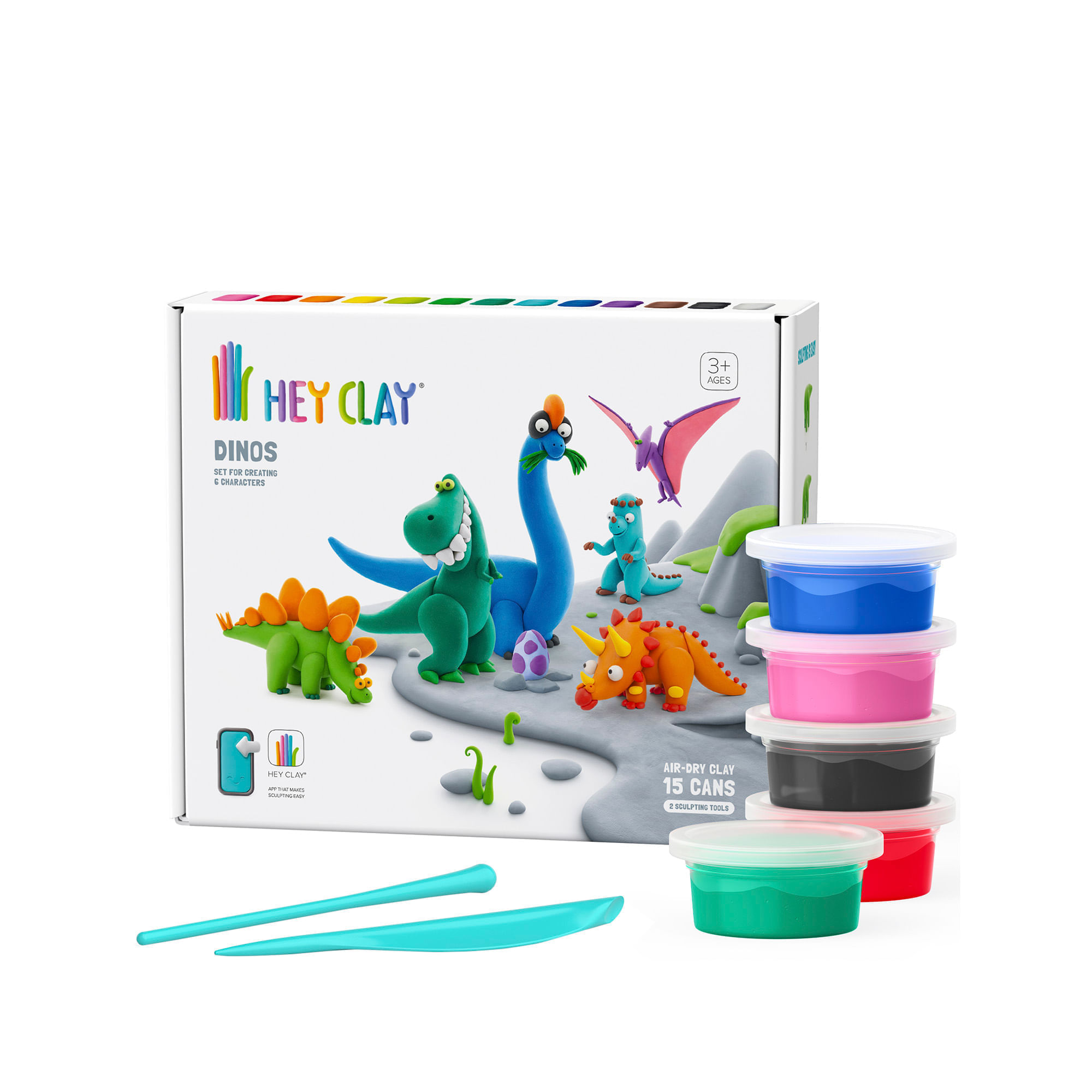 Set Masa Moldeable Hey Clay Dinosaurios x 15 Envases img #1