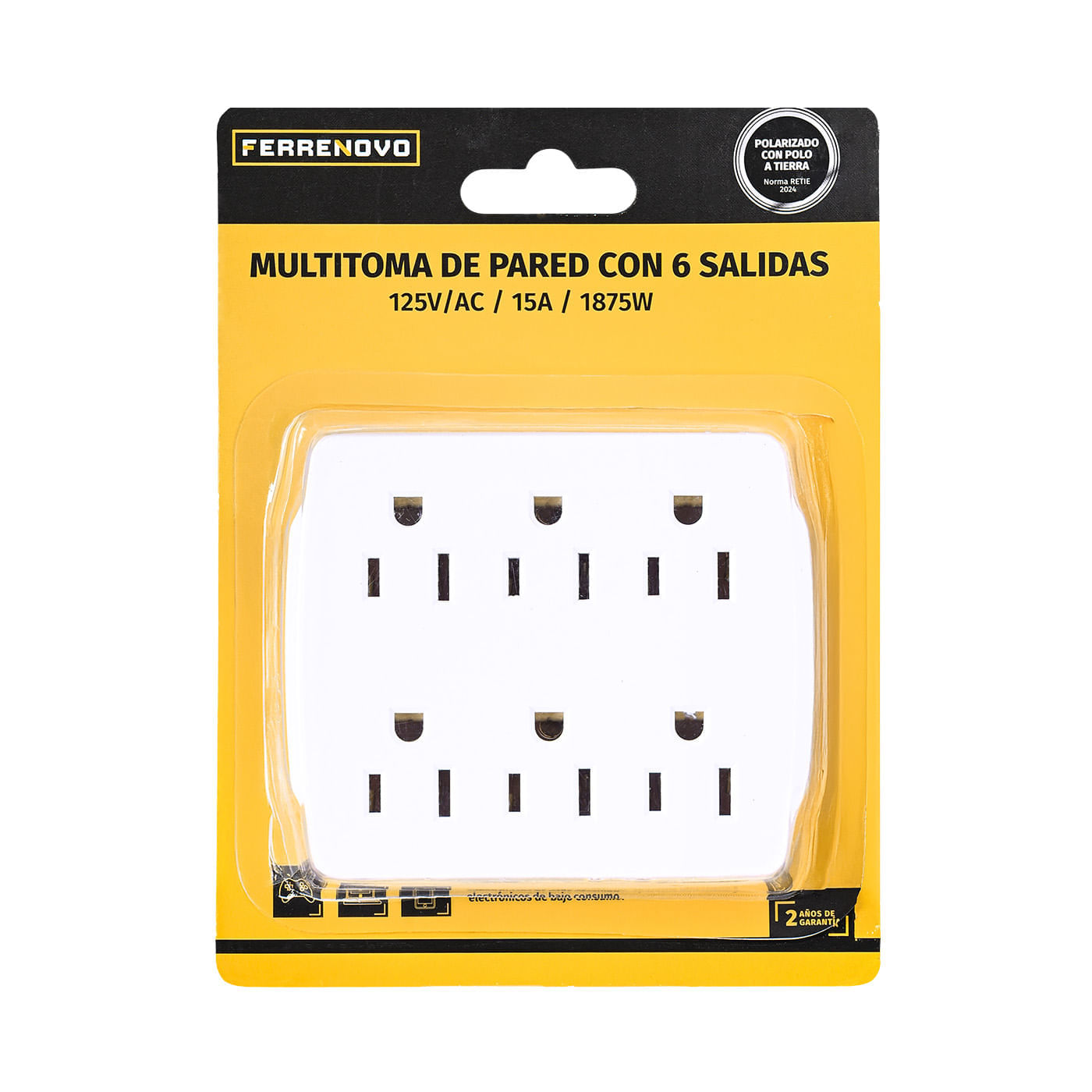 Multitoma de Pared 6 Salidas con Polo a Tierra / Polarizada img #5