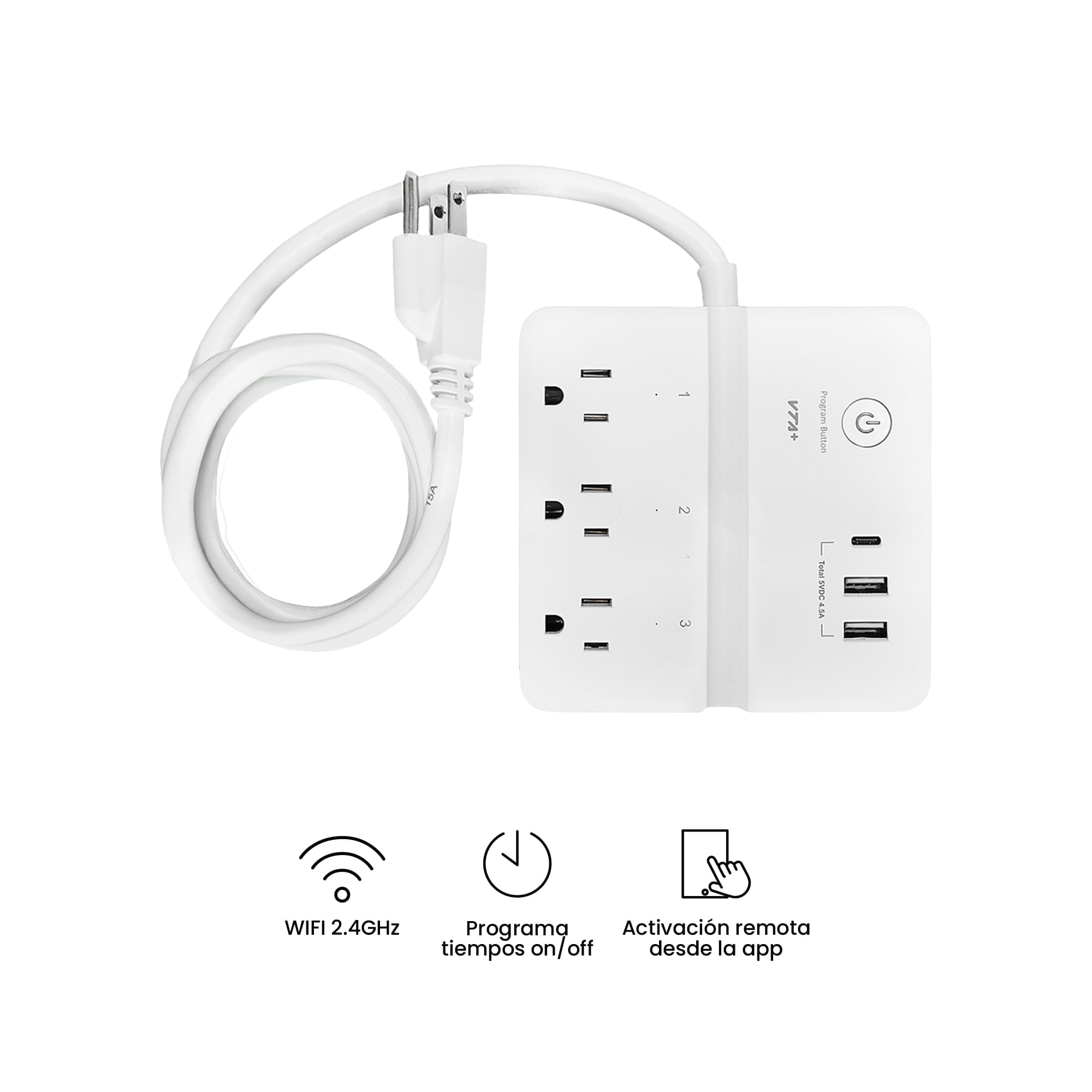 Multitoma Inteligente VTA+ Energy 2 P/PT 3 Salidas 2 USB-A 1 USB-C Cable 1.2 m img #6