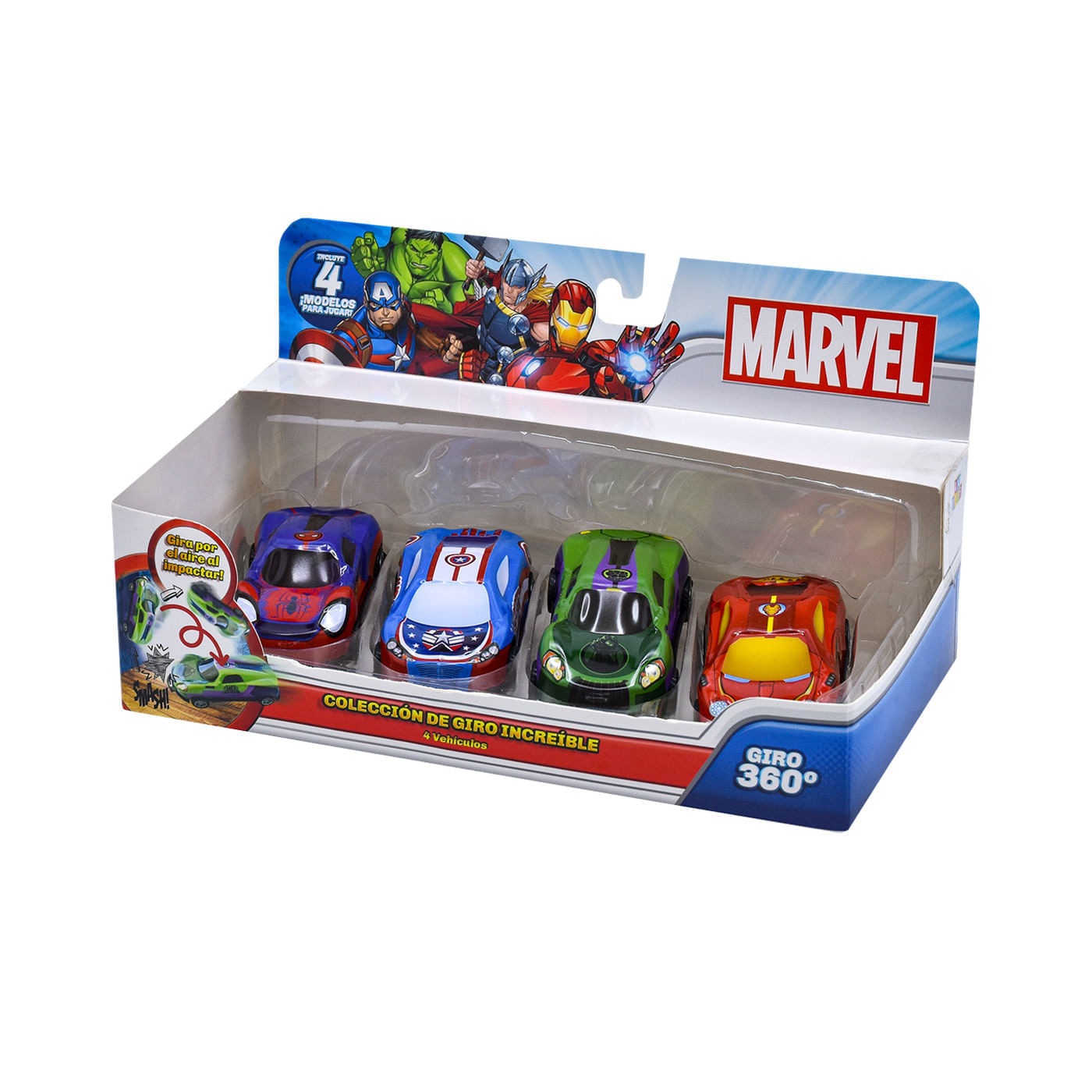 Pack X 4 Carros Pullback 9cm Marvel Flip Giros 360° img #1