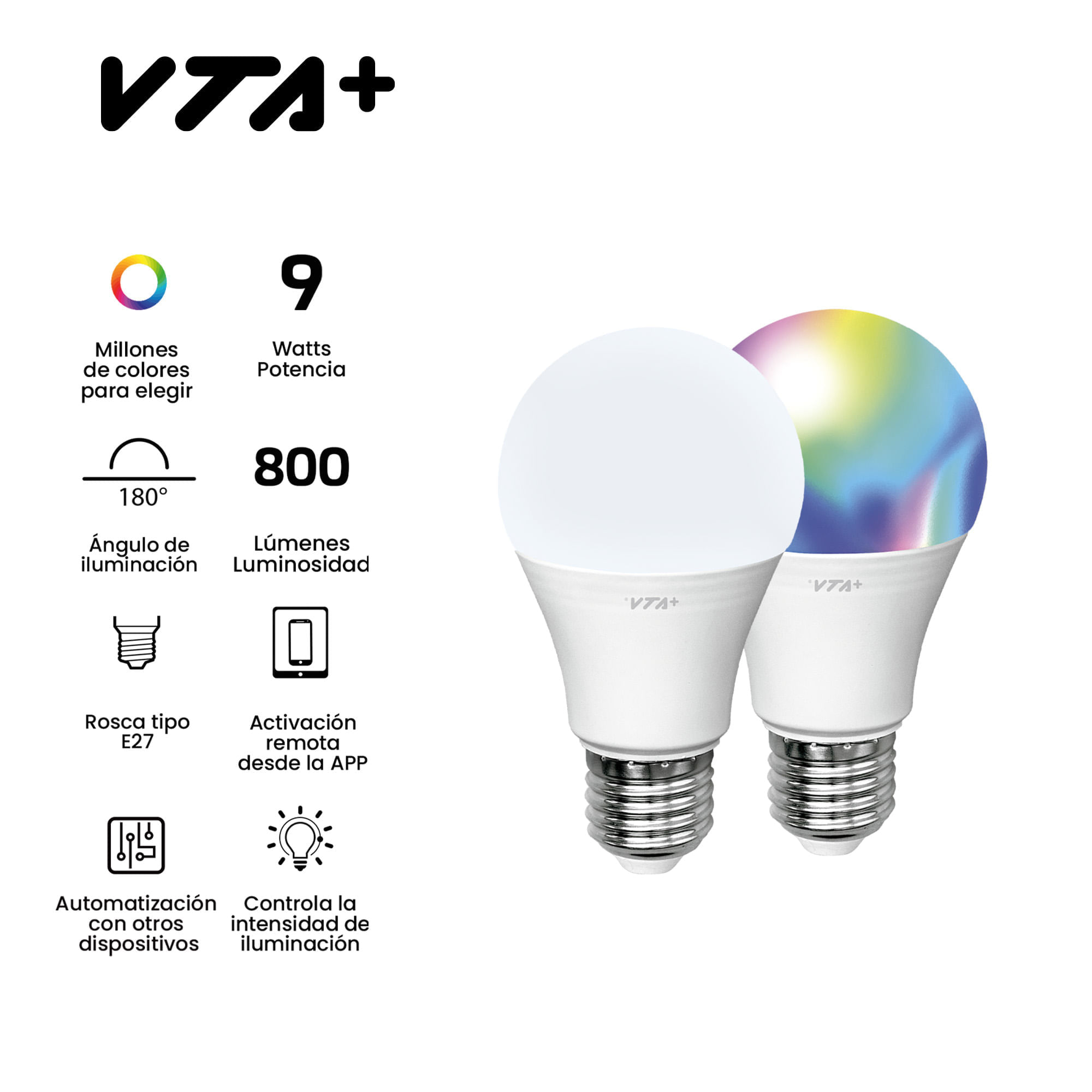 Kit de Bombillos LED WiFi Bulb A19 VTA+ RGB &amp; CCT 9W img #5