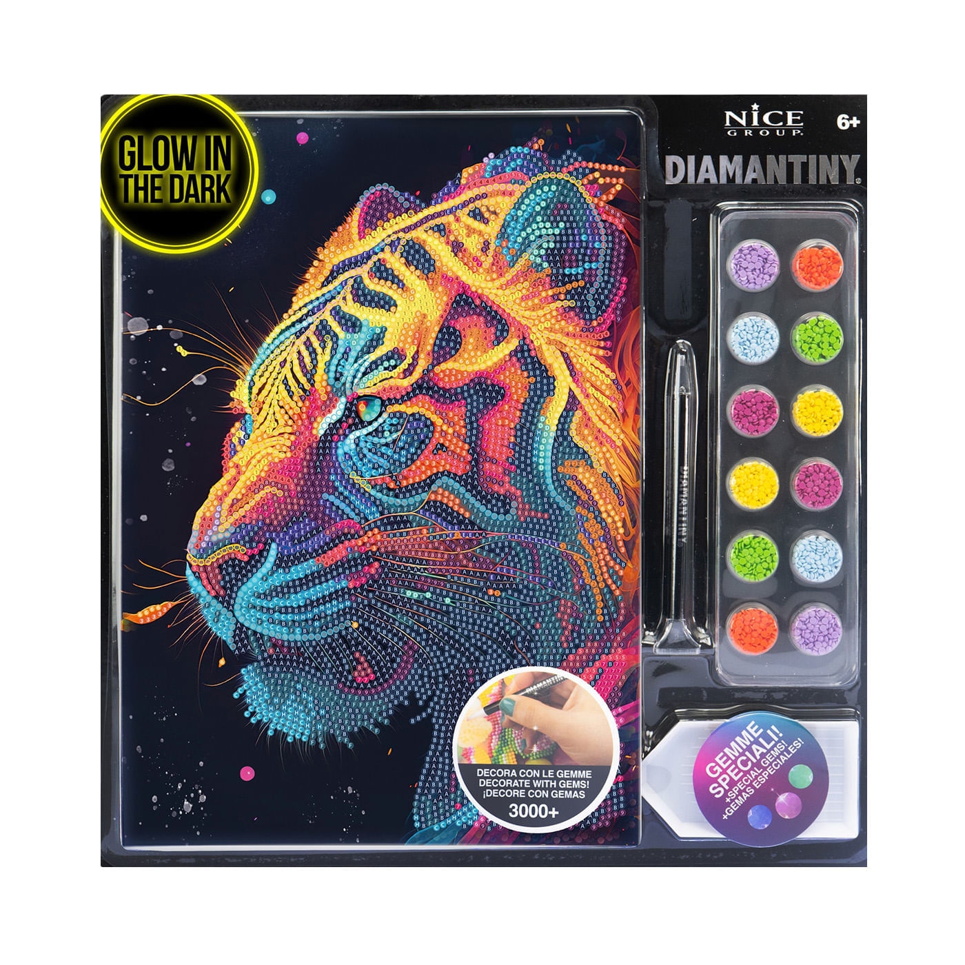 Cuadro DIY Diamantiny Tigre Colorido con Diamantes img #3