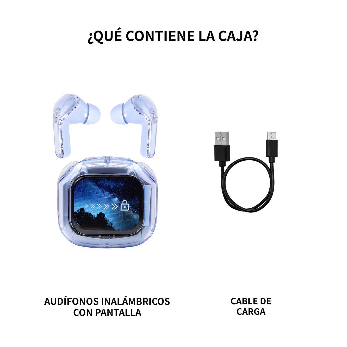 Audífonos Inalámbricos VTA TWS Con Pantalla Táctil Y Función Selfie Stick Azul img #6