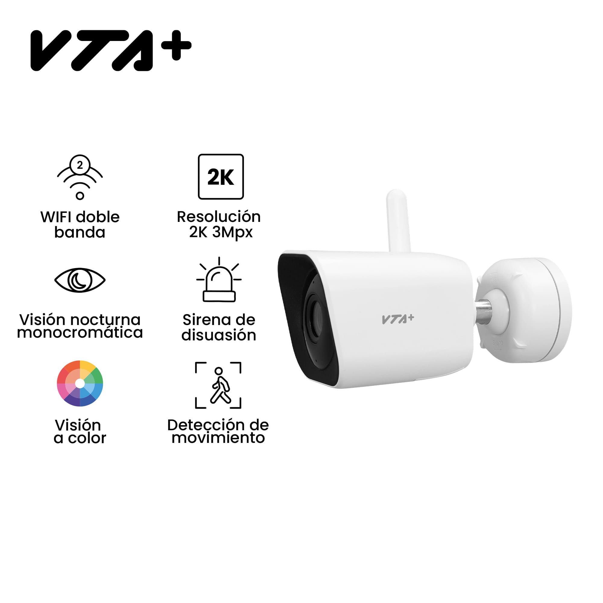 Cámara Inteligente VTA Fija Exterior Somma 3 2K Ip65 Visión nocturna a color img #7