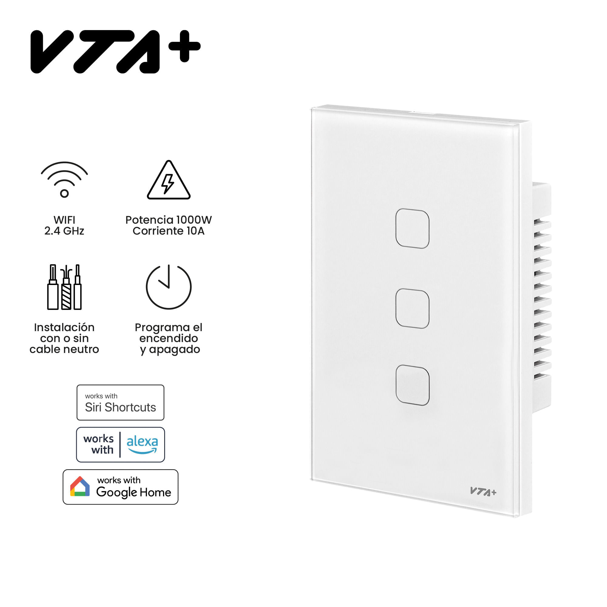 Interruptor Triple Inteligente Connect IoT VTA+  Smart Home img #4